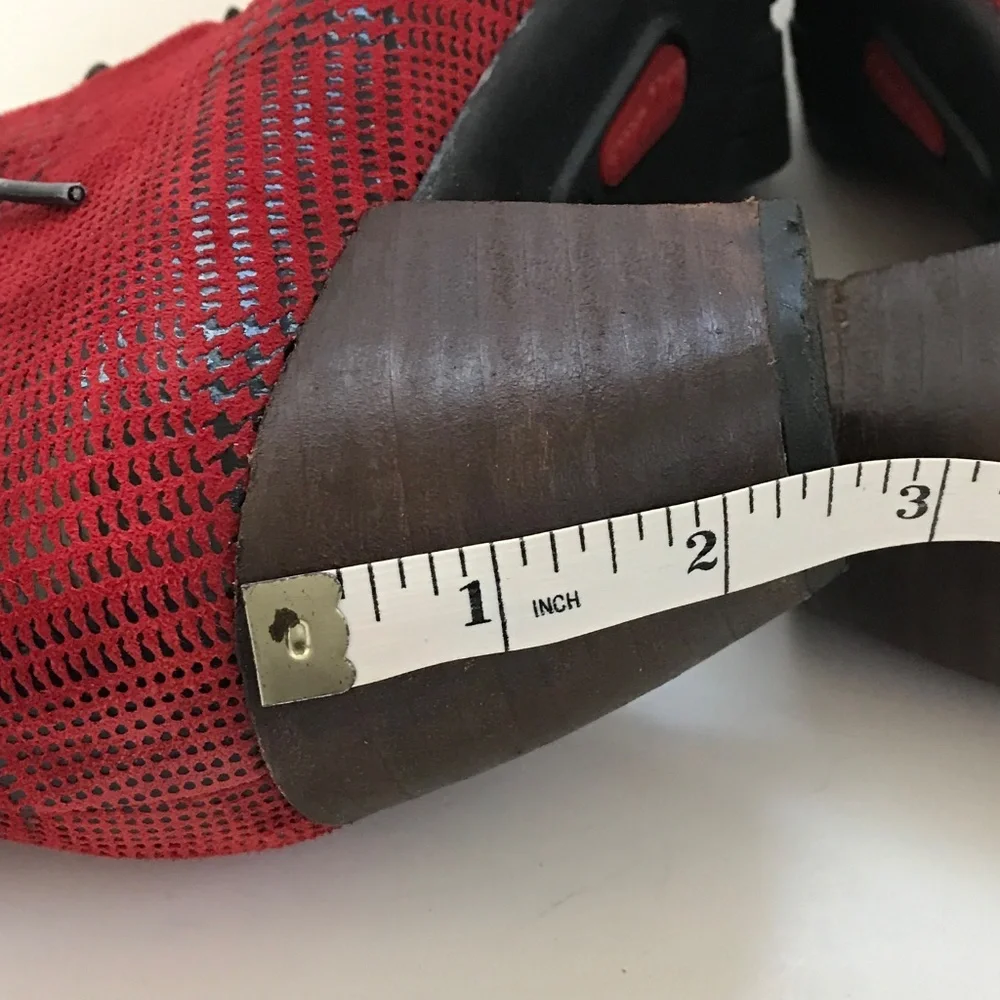 WOLKY Suede Lace-Up Booties Red Black Jacquerie Heeled Boots Women’s Size 9.5
